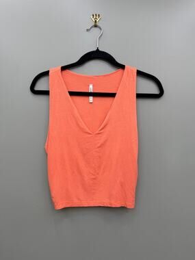 Lulus Basics Coral Cropped Tank Top Size Large Soft Stretch Minimalist